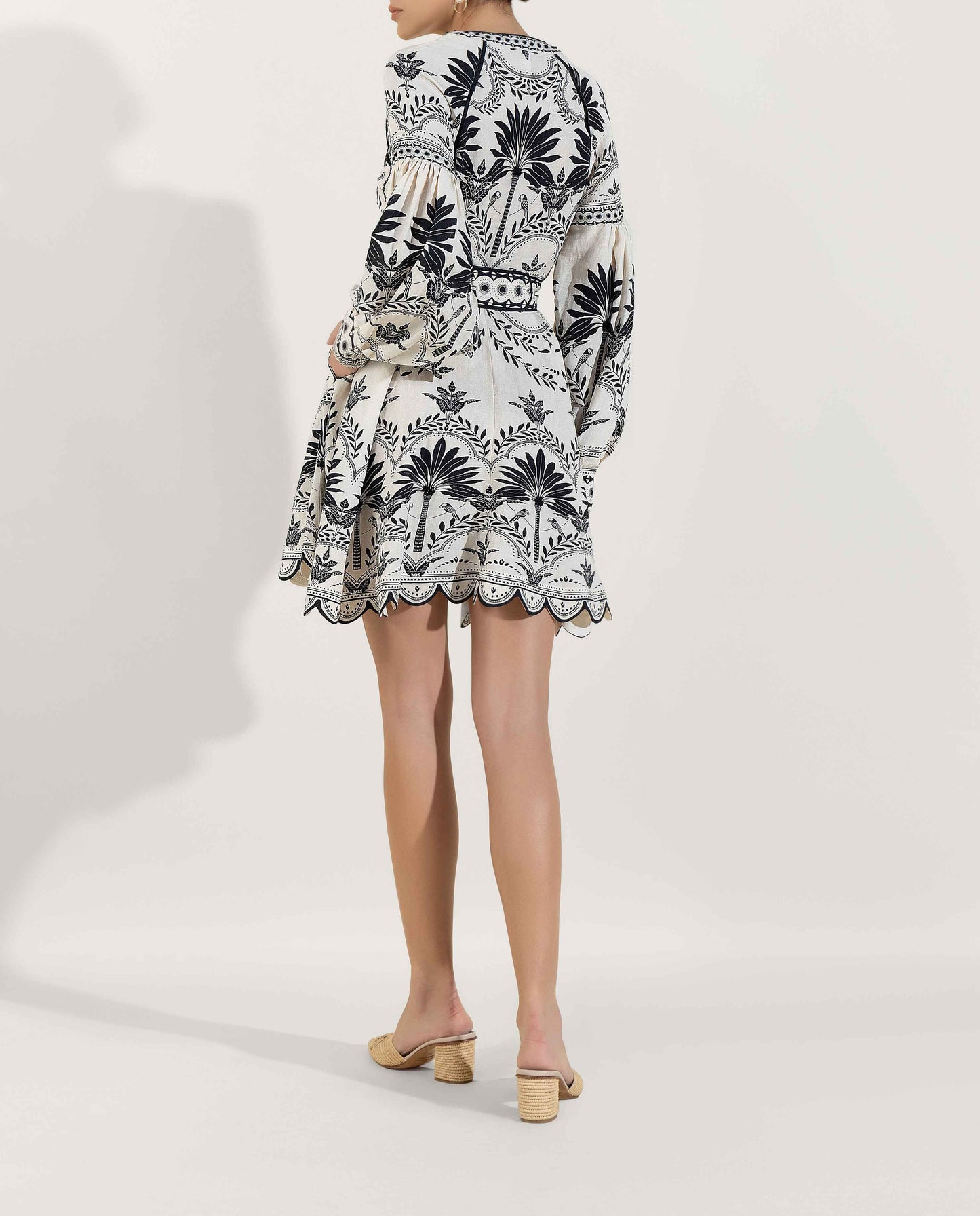 Placement Print V Neck Mini Dress
