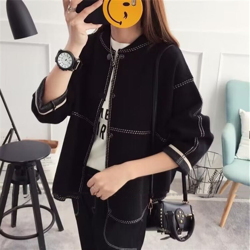 Classic Knit Bomber Cardigan Jacket
