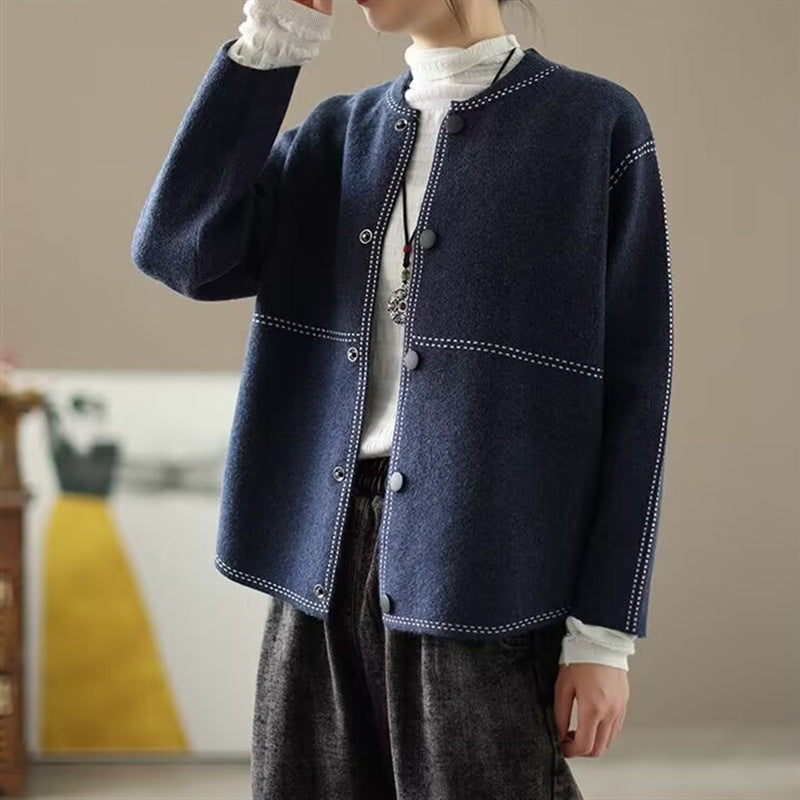 Classic Knit Bomber Cardigan Jacket