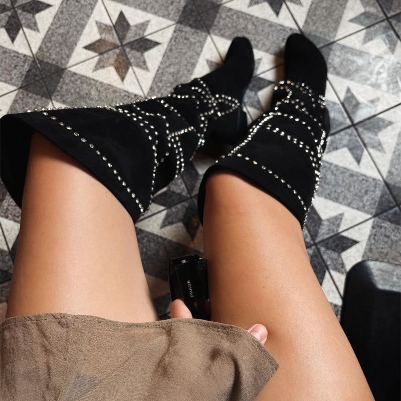 Diamond Crystal Embellished Soft Boots
