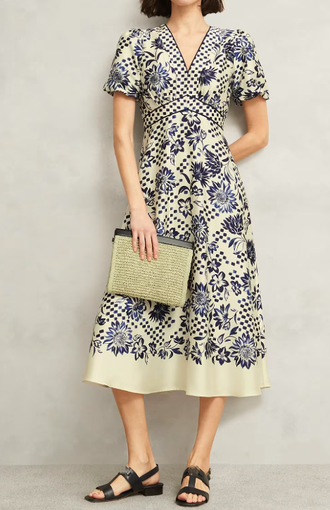 Demure Blue Floral Comfy Dress