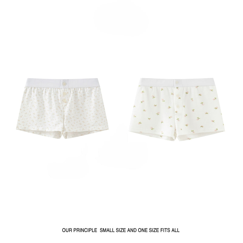 Women's Three-button Cotton Shorts (set of two)