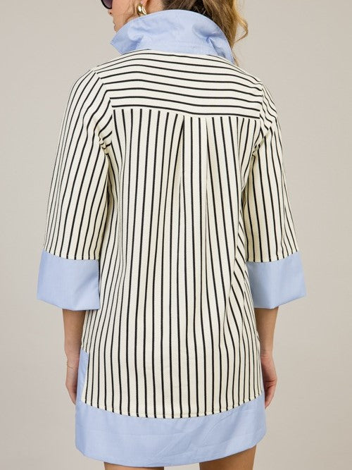 Cream Black Stripes Dress