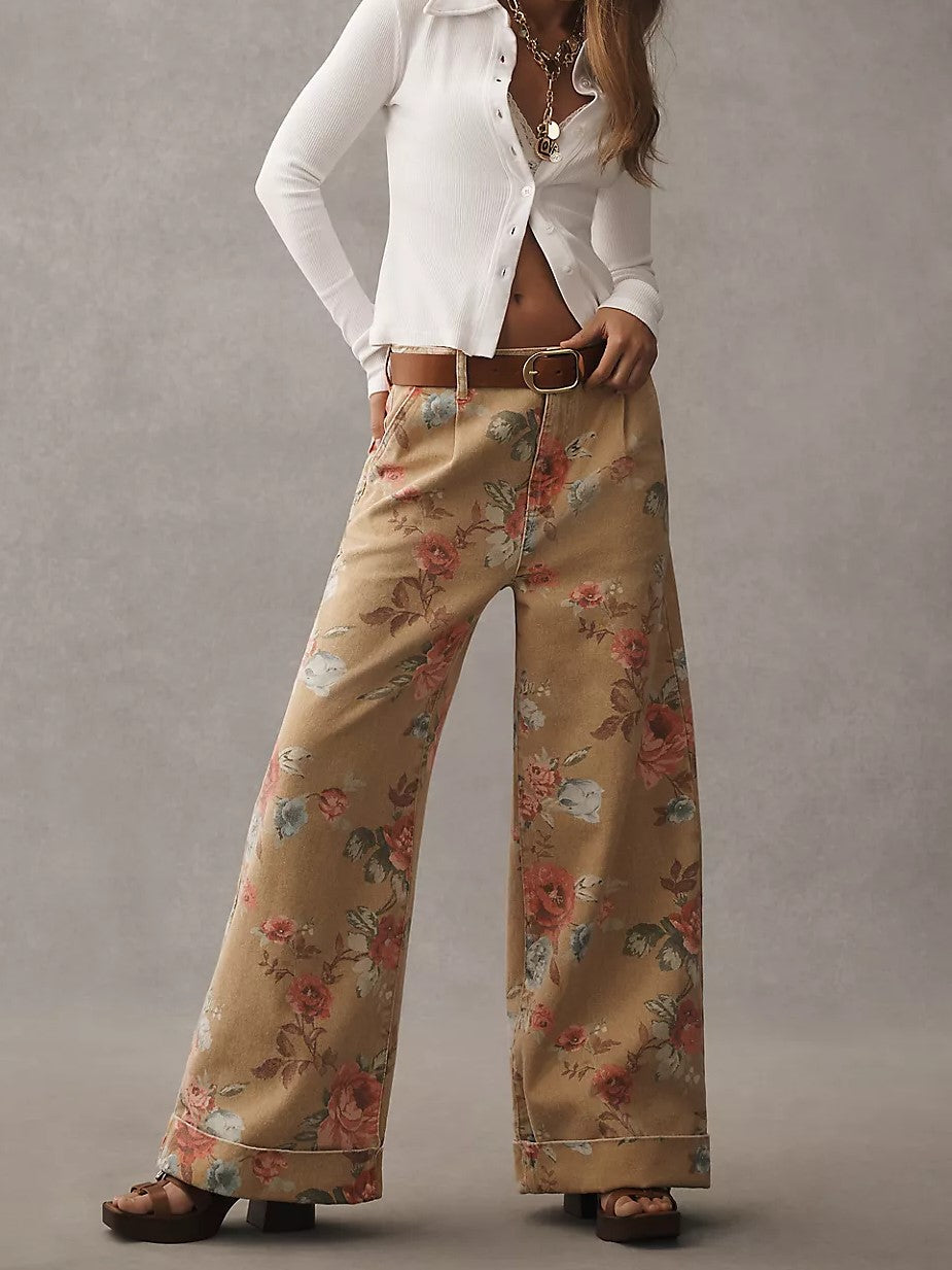 The Double Hem High-Rise Wide-Leg Cuffed Jeans