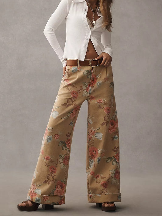 The  Double Hem High-Rise Wide-Leg Cuffed Jeans
