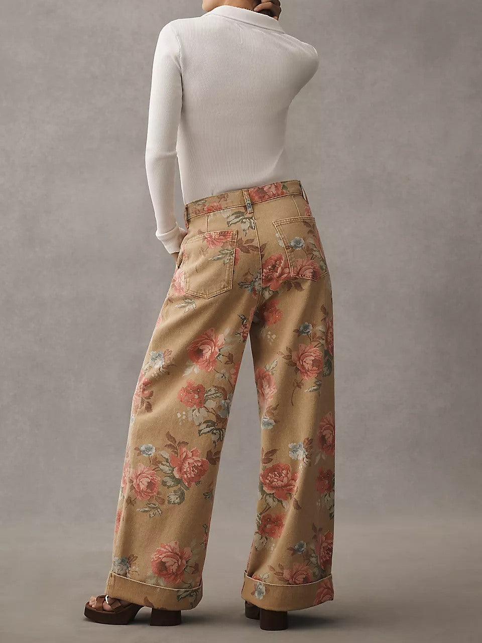 The Double Hem High-Rise Wide-Leg Cuffed Jeans