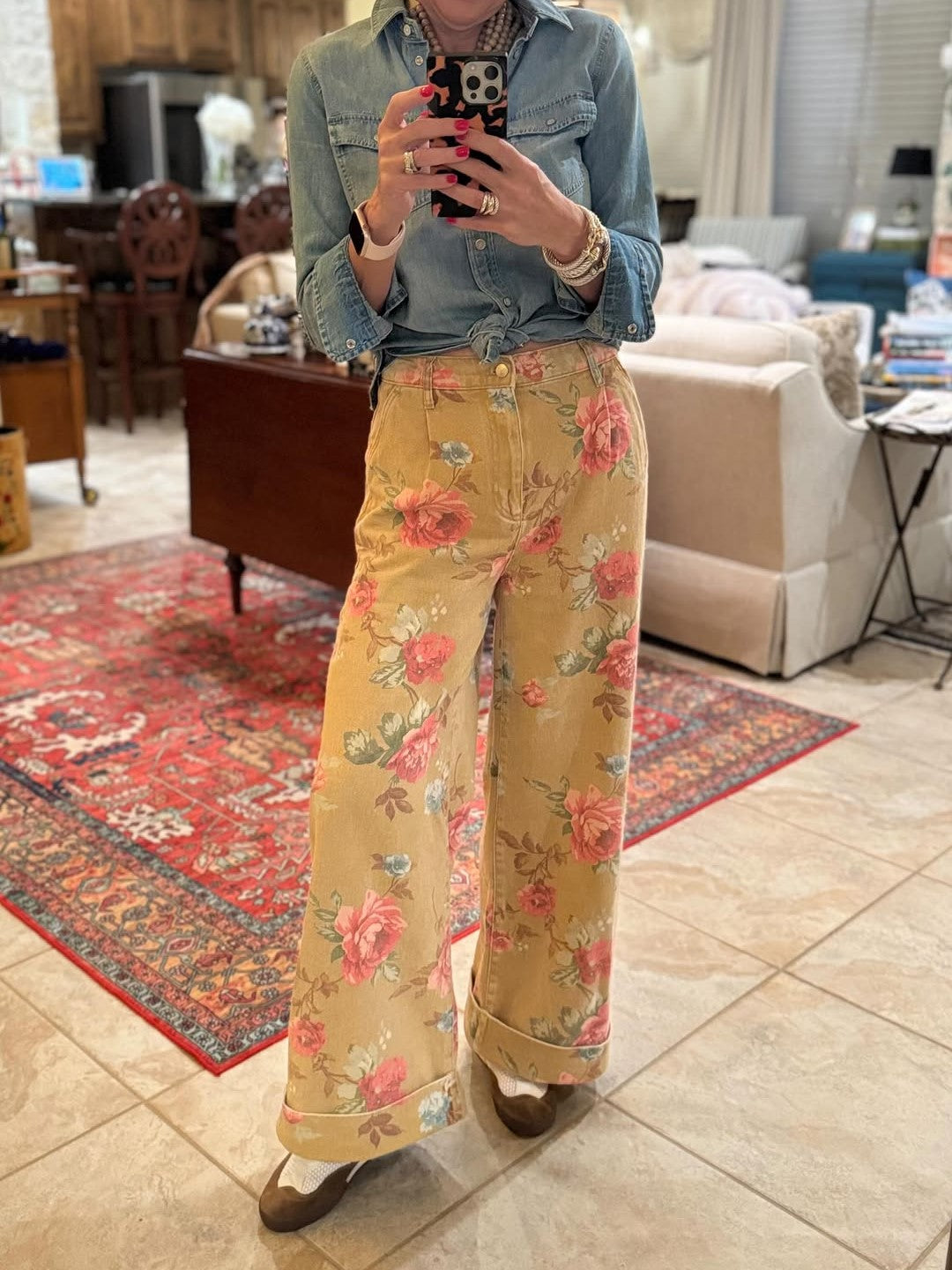 The Double Hem High-Rise Wide-Leg Cuffed Jeans