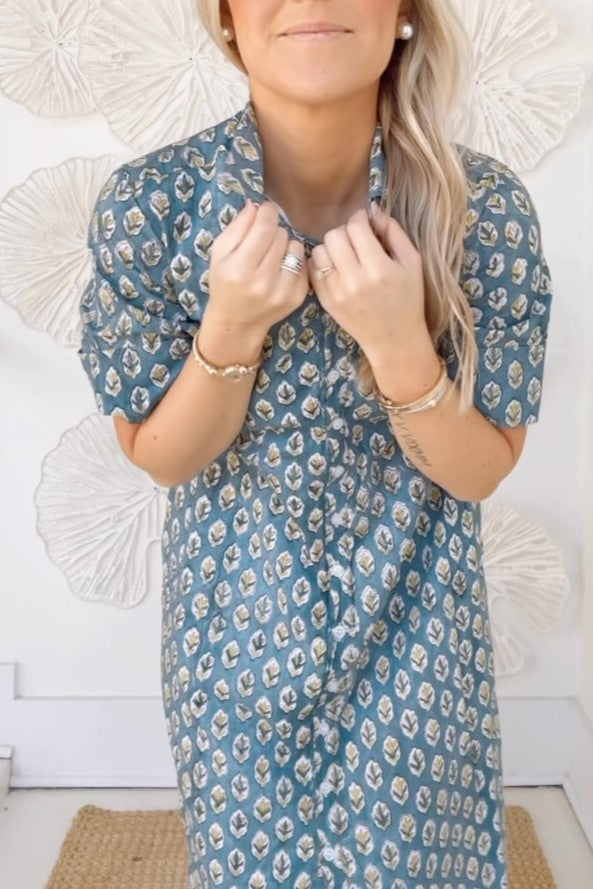 The Cotton Block Print Shirt Dress