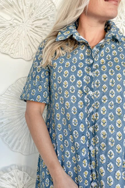 The Cotton Block Print Shirt Dress