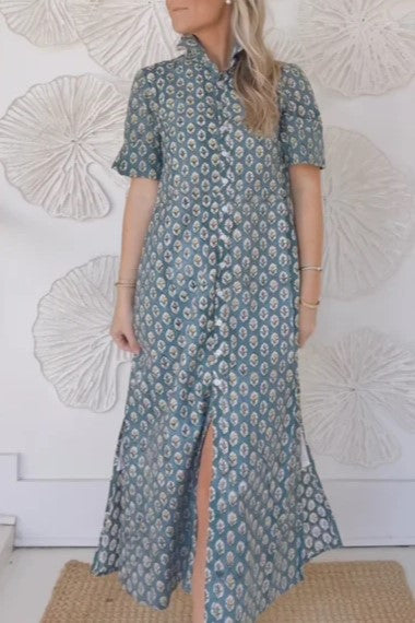 The Cotton Block Print Shirt Dress