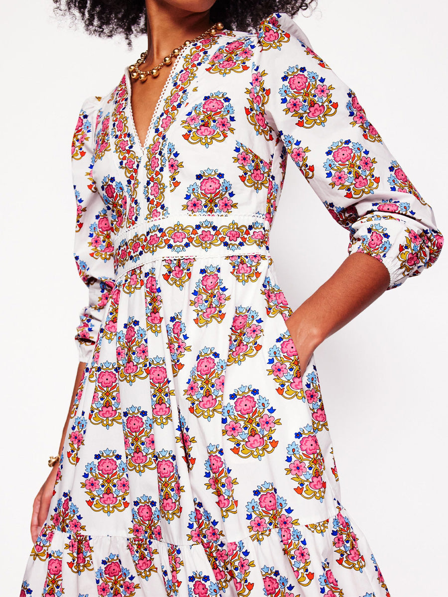 Violet Print Organic Cotton Midi Dress