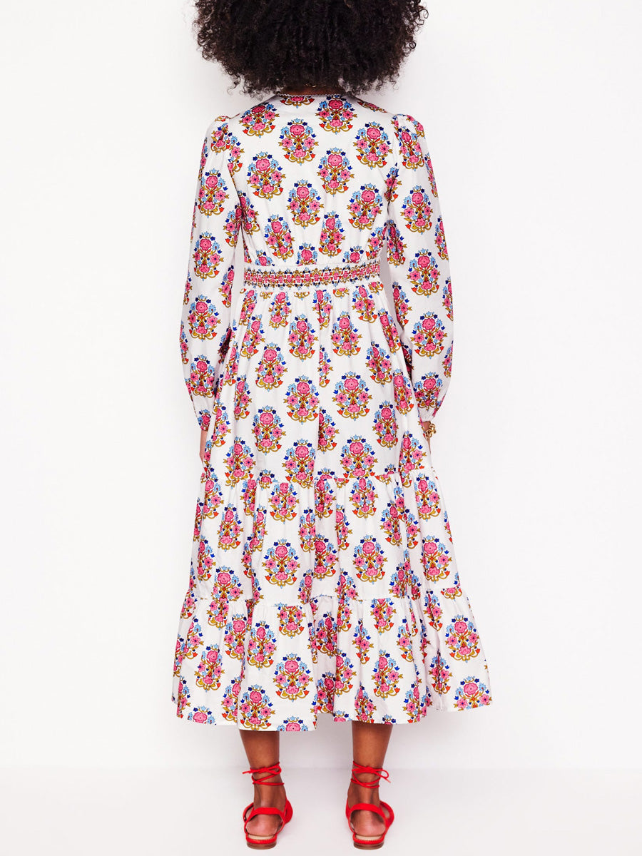 Violet Print Organic Cotton Midi Dress