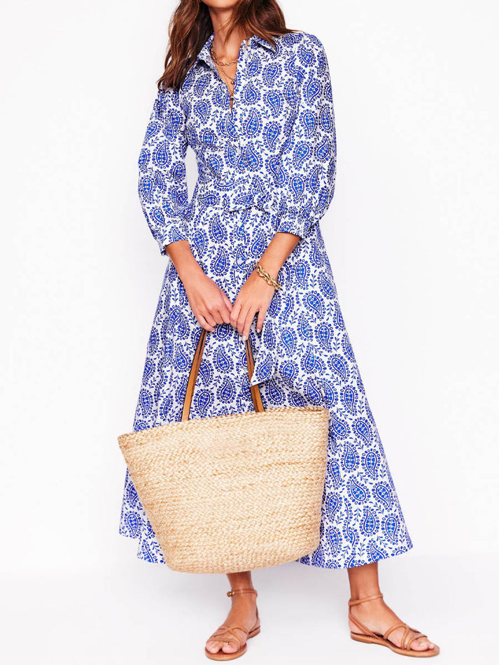 Gallery Blue Dahlia Cotton Shirt Dress