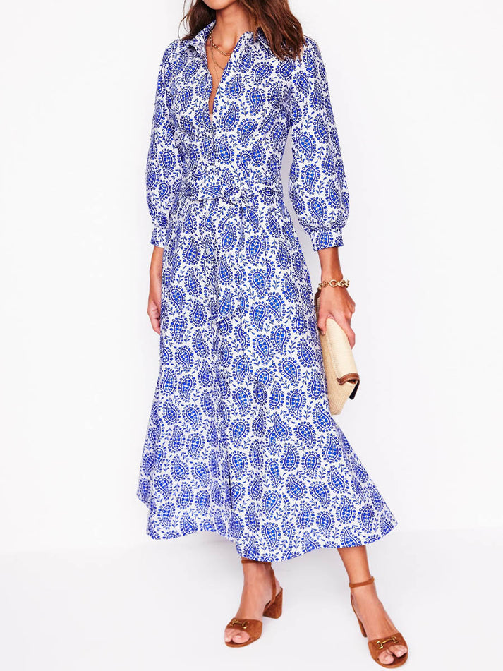 Gallery Blue Dahlia Cotton Shirt Dress