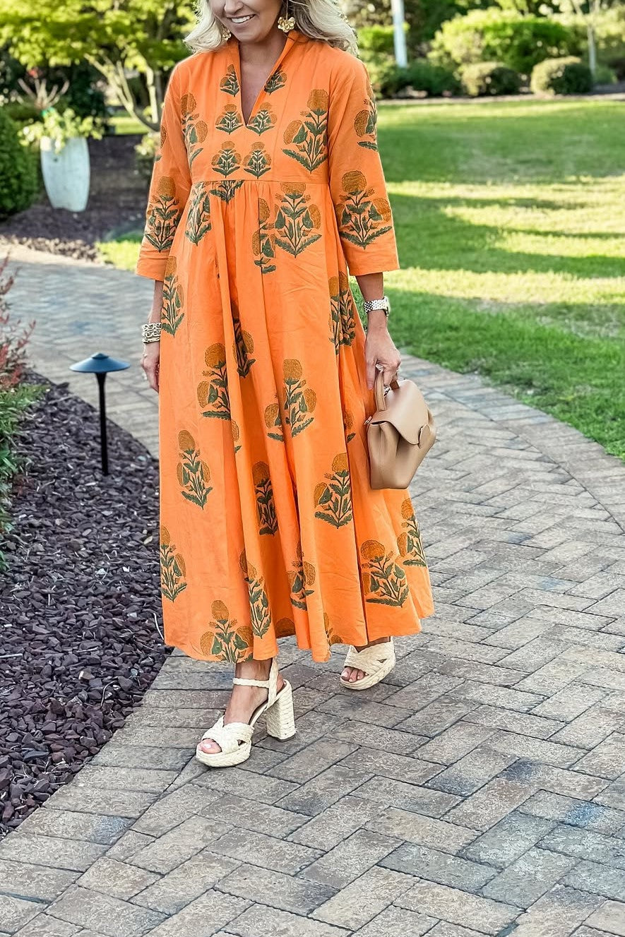 Orange Crush Waist Midi Dress