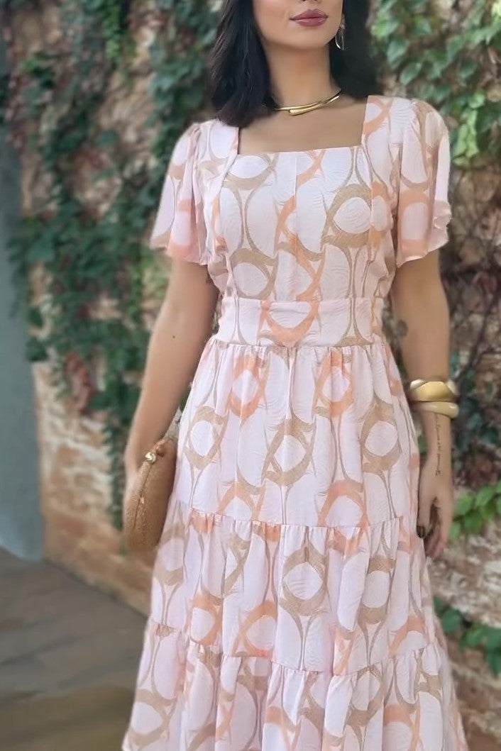 Stylish Printed Short Sleeve Dress