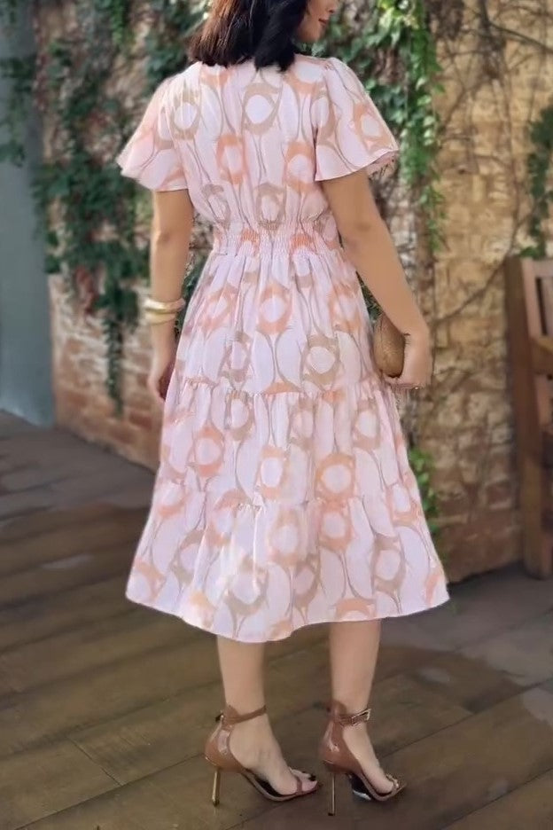Stylish Printed Short Sleeve Dress