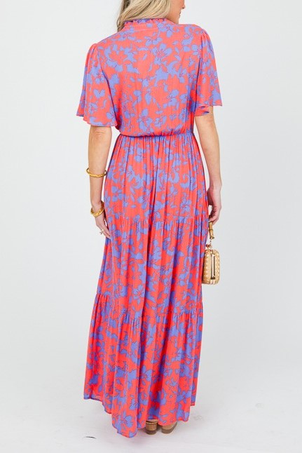 Erica Floral Maxi, Blue Orange