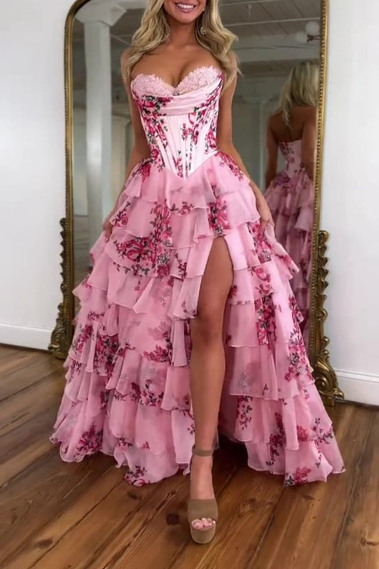 Pink Floral Corset Dress