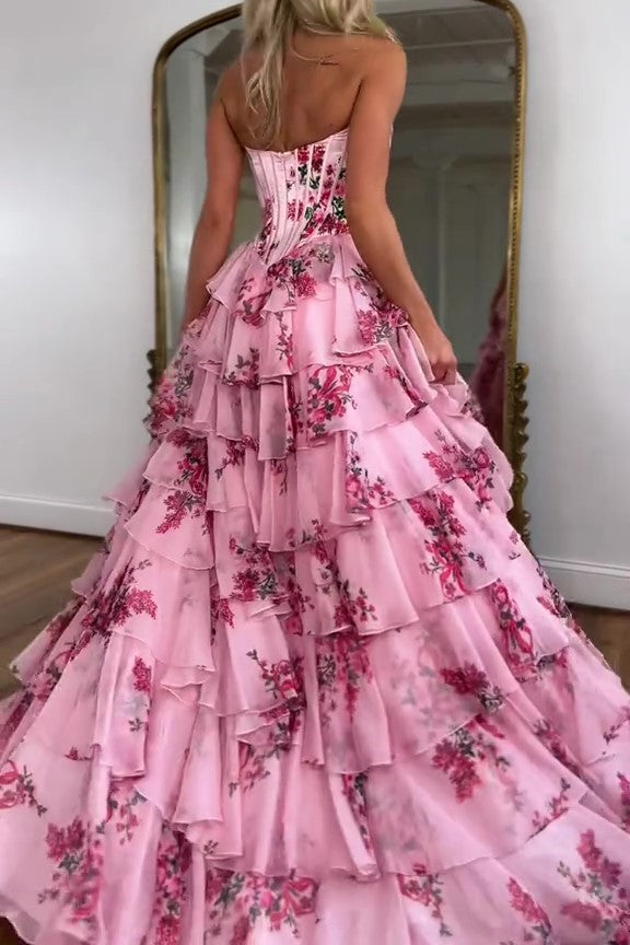 Pink Floral Corset Dress