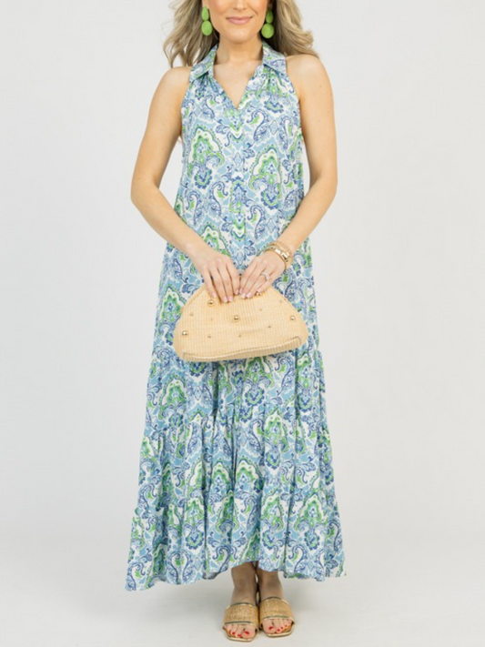 Glamorous Deep V-Neck Print Midi Dress