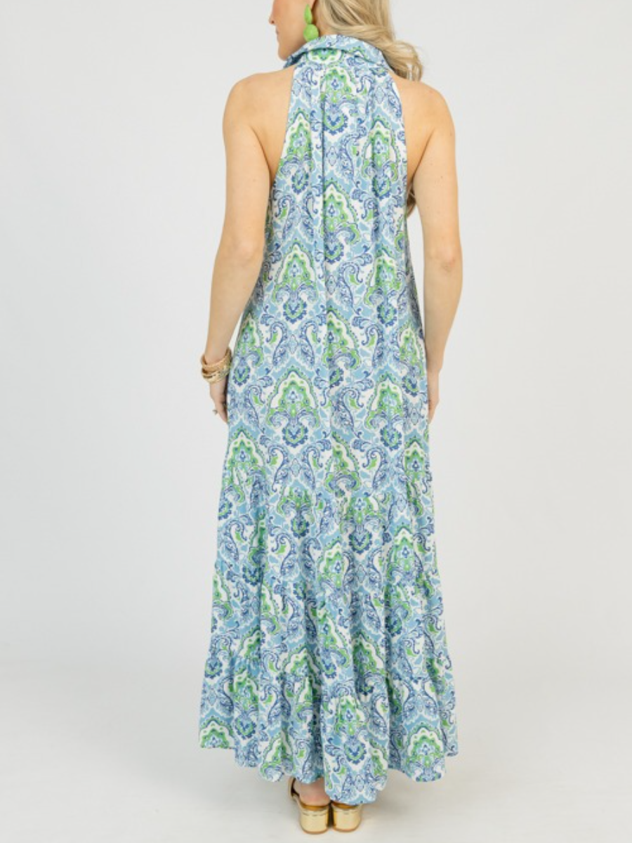 Glamorous Deep V-Neck Print Midi Dress