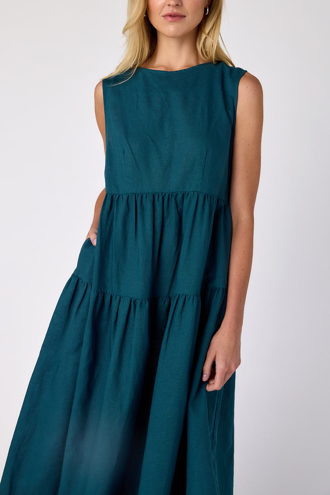 The Cotton Sleeveless Tiered Maxi Dress