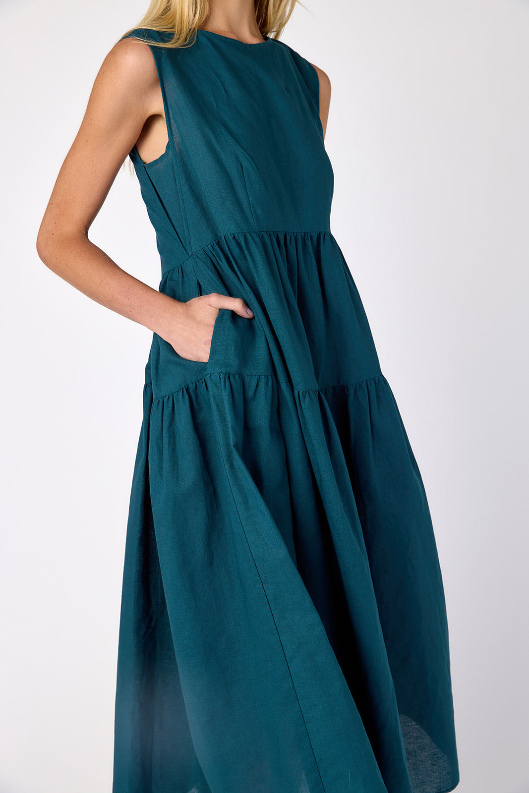 The Cotton Sleeveless Tiered Maxi Dress