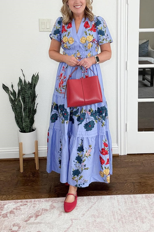 Smocked Waist Printed Maxi Dress