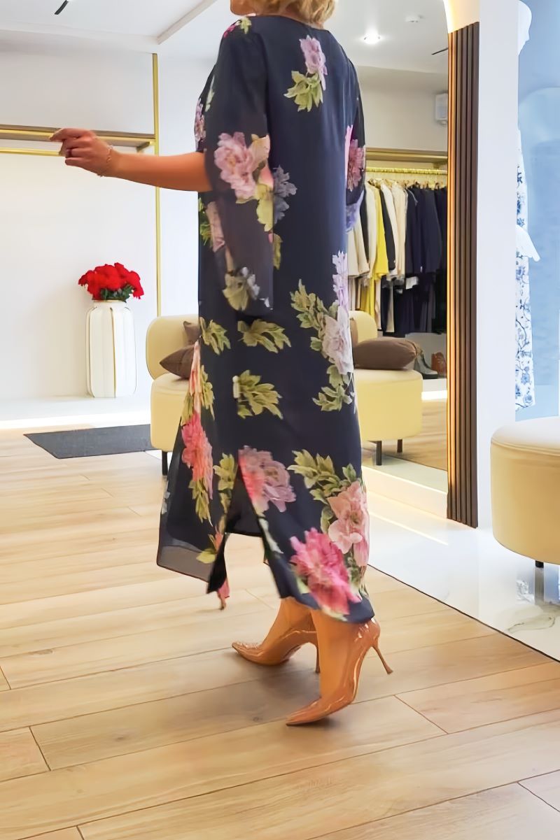 Unique Floral Print Maxi Dress