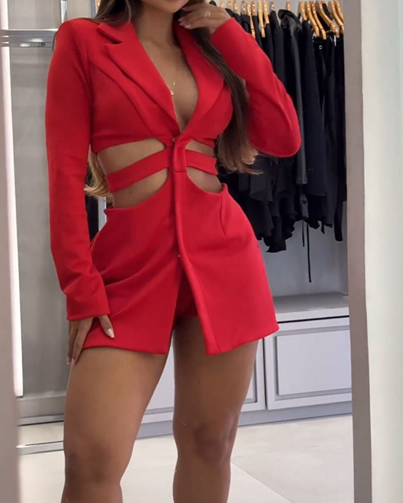 The Narcissus Hollow Waist Blazer Short Sets