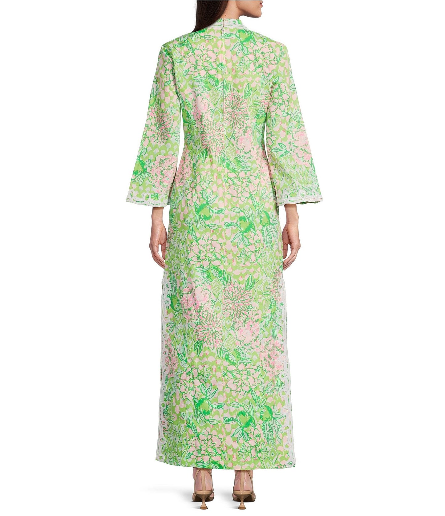 Poplin Lace Trim Printed Shift Dress