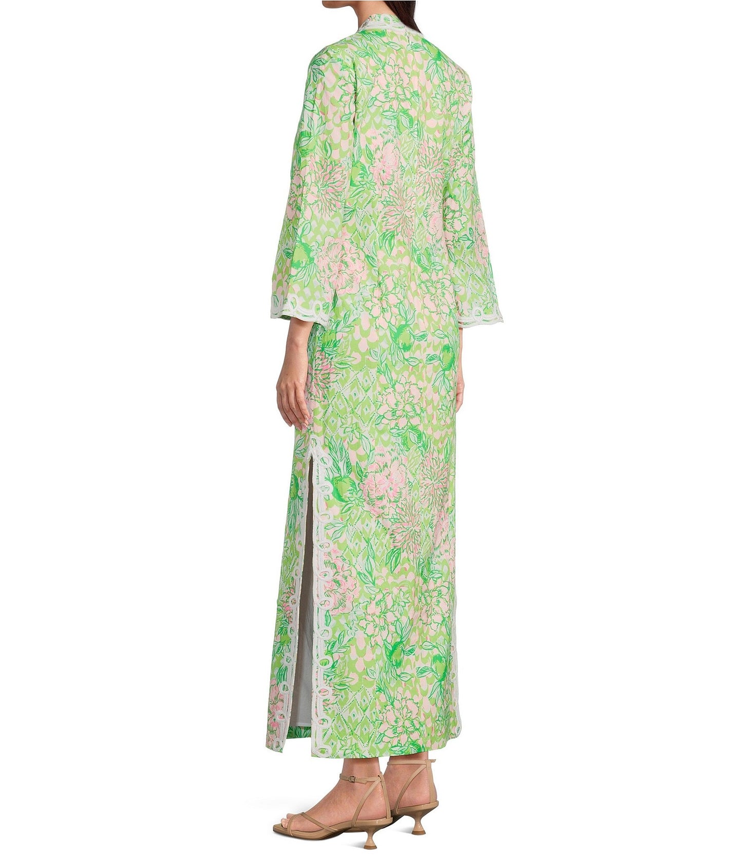 Poplin Lace Trim Printed Shift Dress