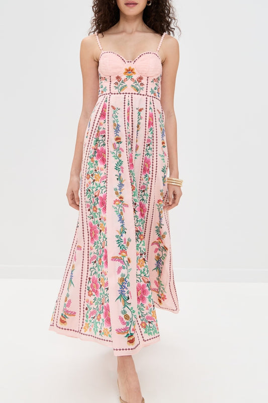Pink delicate forest maxi dress