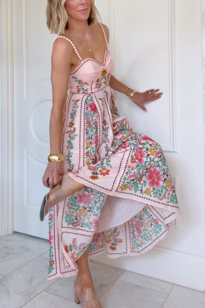 Pink delicate forest maxi dress