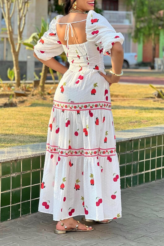 Farm Fruit Tablecloth Maxi Dress