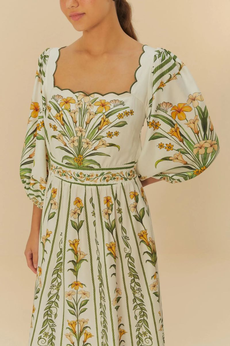 Antonia Square Neck Daffodil Print Dress