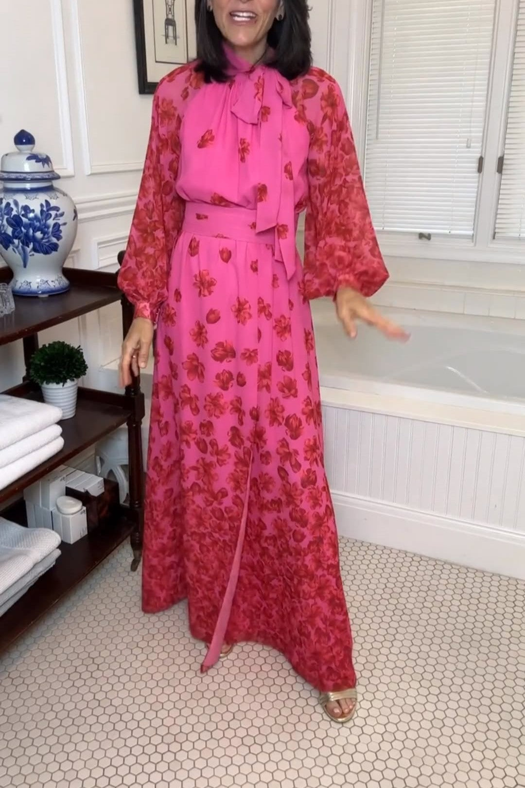 Fashion Flower Pink Gauze Dress