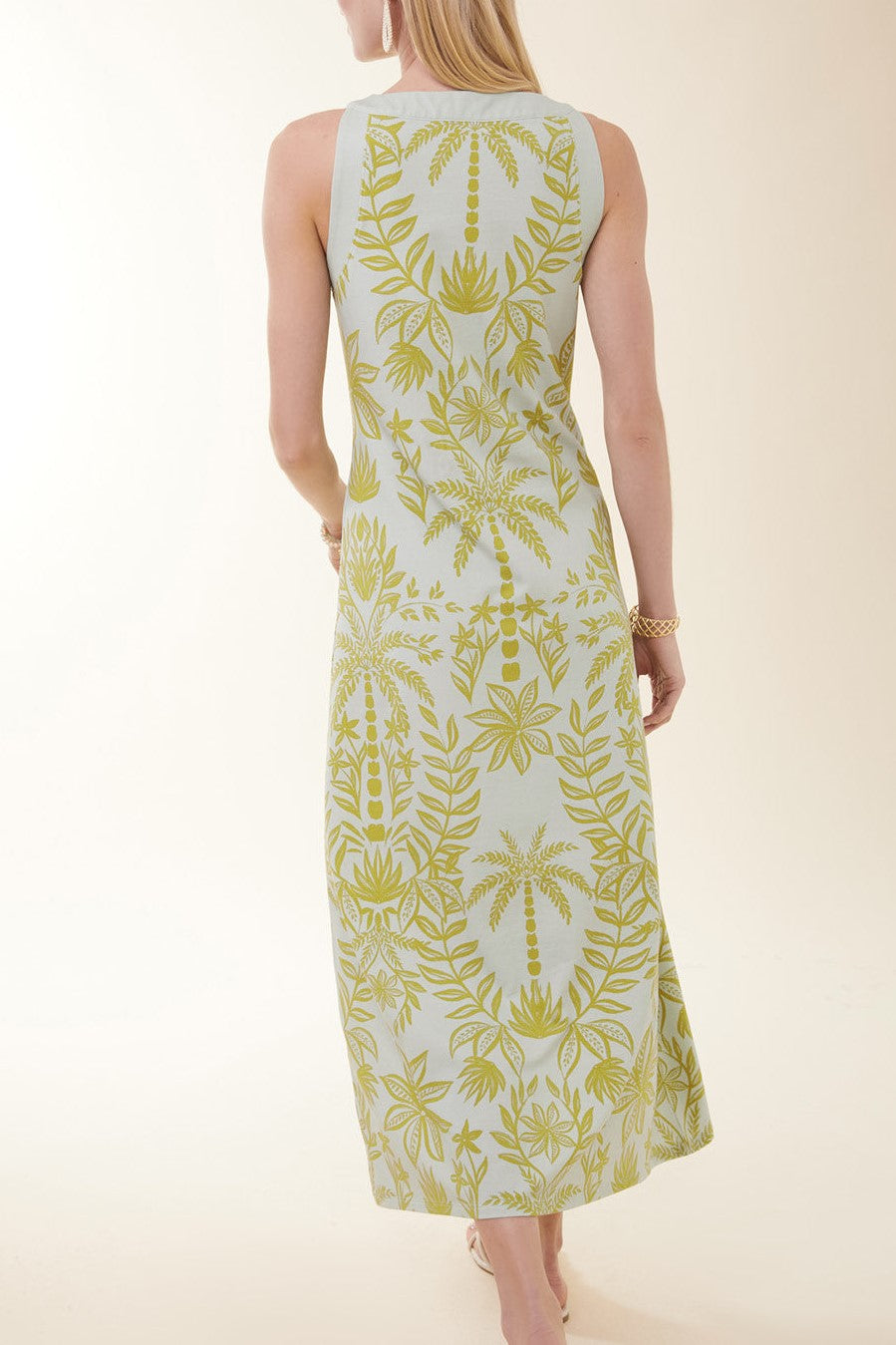 Madolyn Midi Dress Enclave Palm Floral Seafoam