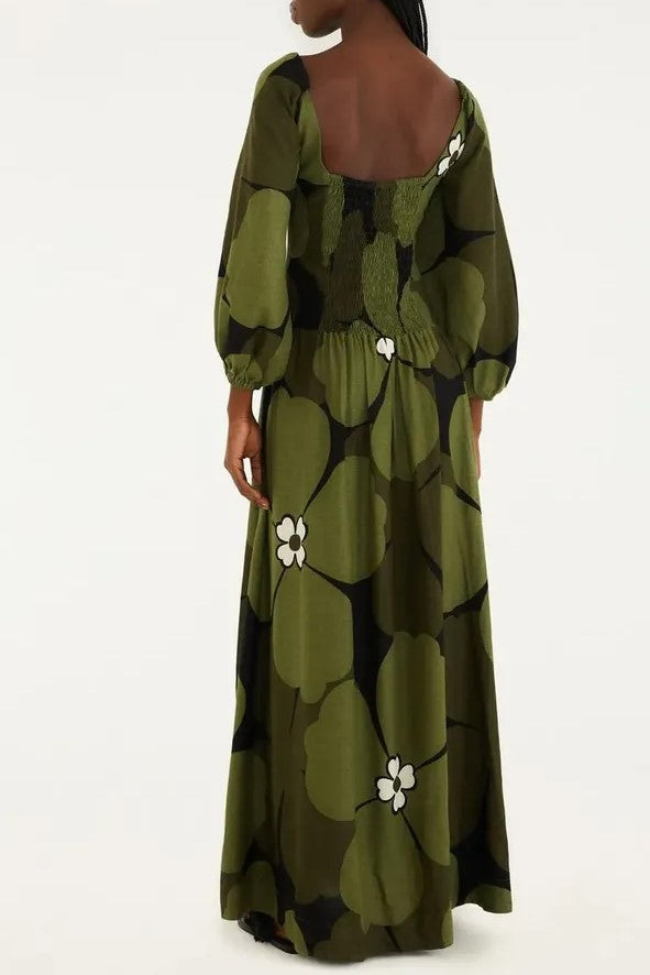 Floral Dark Green Midi Dress