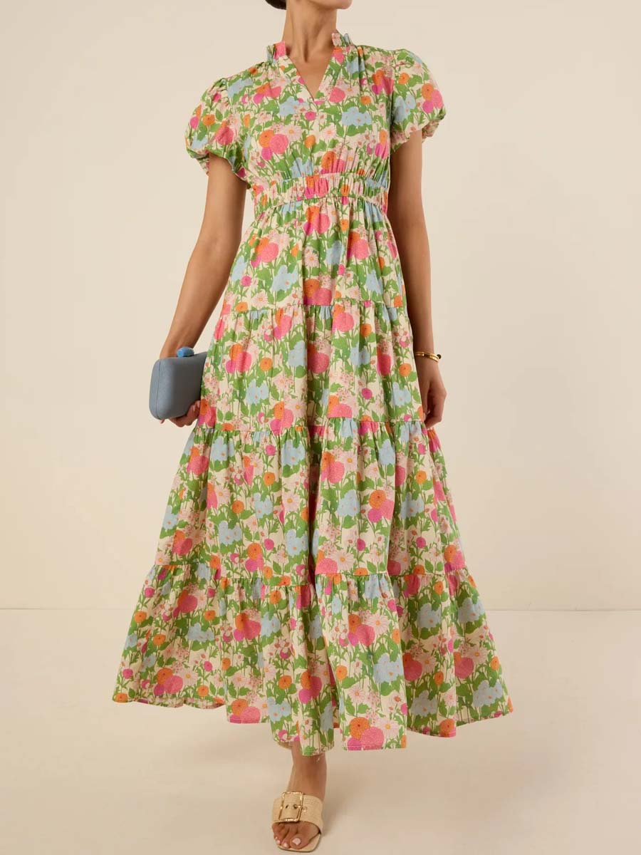 Brett Floral Elastic Waist Dress
