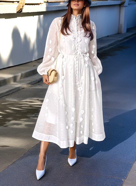 Elegant Leaf Mesh Maxi Dress