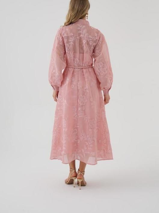 Embroidered Printed V-neck Dress