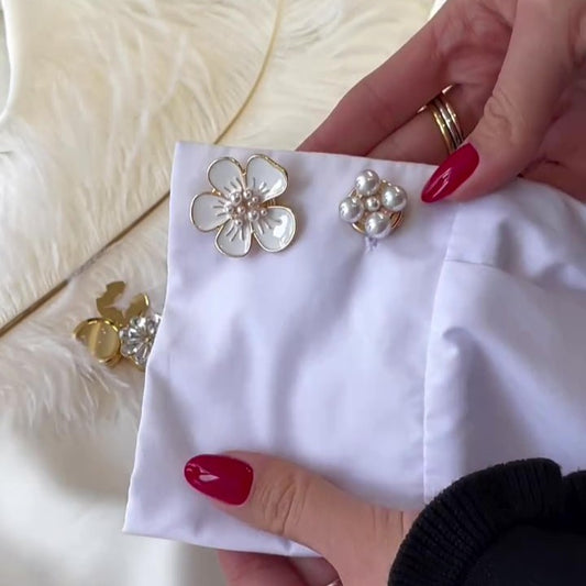 Exquisite Handcraft Flower And Pearl Cufflinks