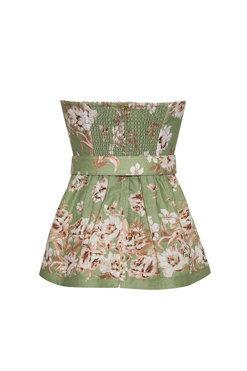 Floral Peplum Strapless Top