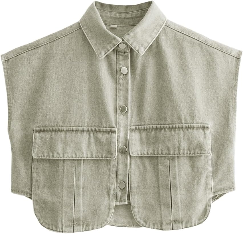 Women‘s Cropped Button Down Denim Top