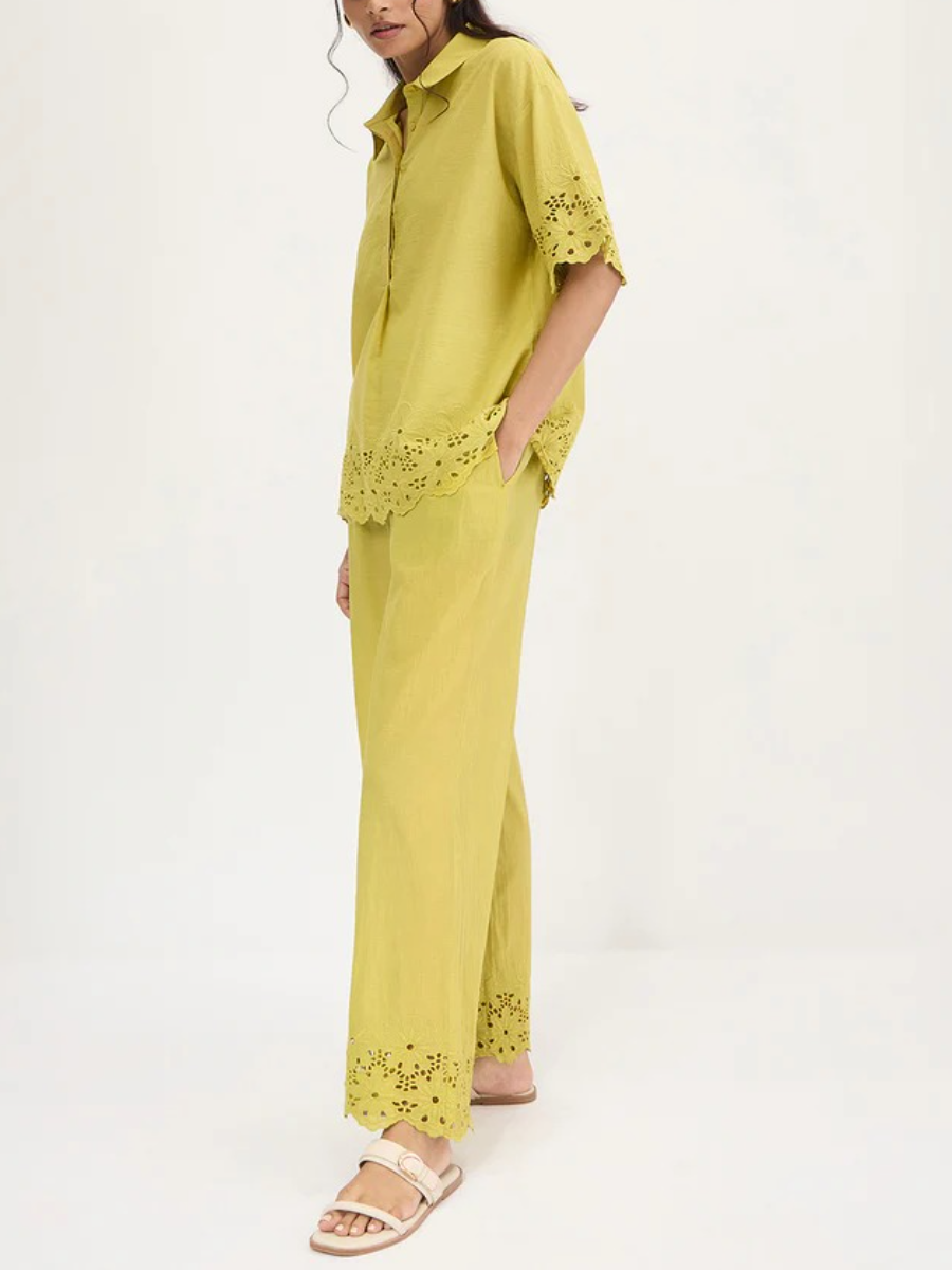 Fashion Lace Solid Color Two-piece Set