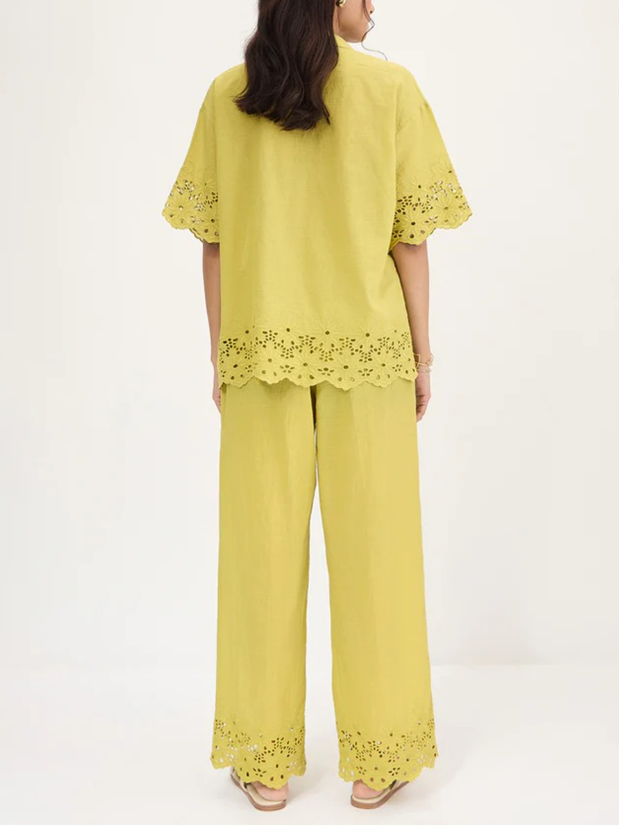 Fashion Lace Solid Color Two-piece Set