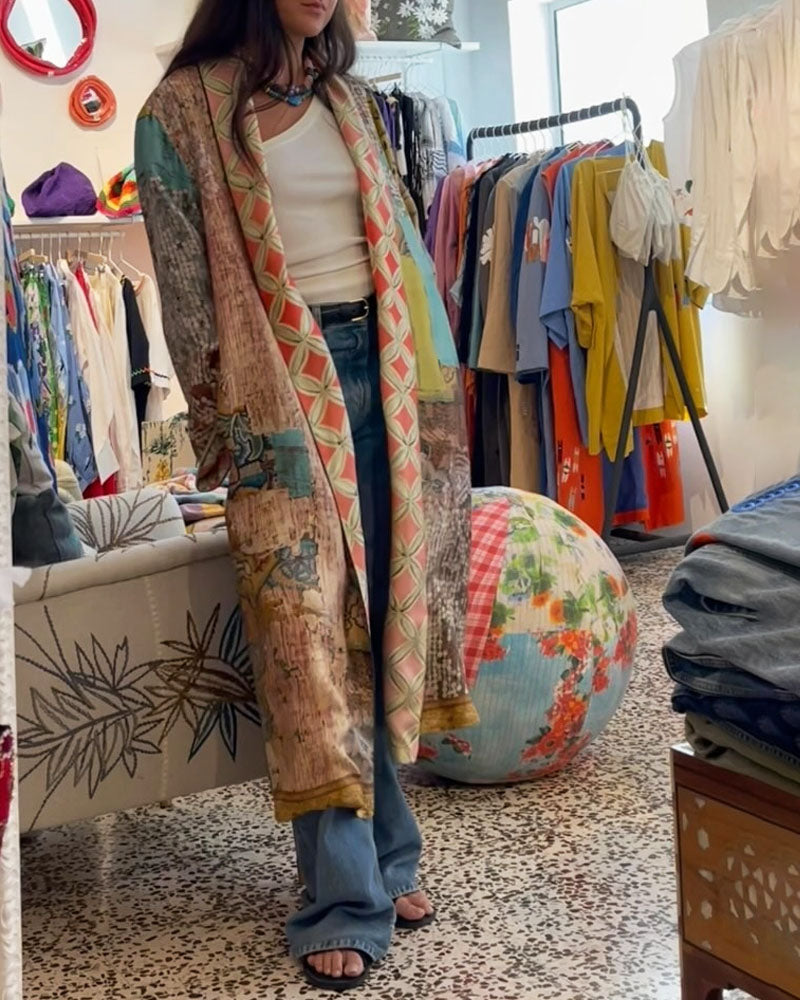 Fashion Retro Double-sided Print Cardigan