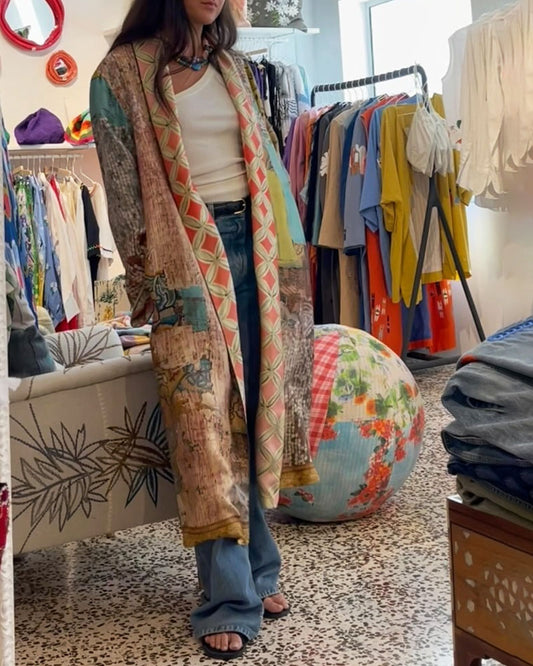 Fashion Retro Double-sided Print Cardigan